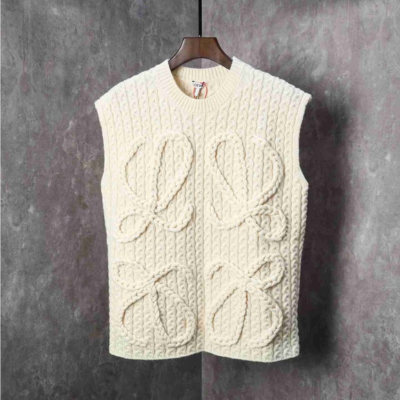 Loewe Ivory Cable Knit Sleeveless Sweater - Picture 1 of 8